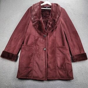 BANANA‎ Republic Factory Size MEDIUM TALL Bordeaux Faux Shearling Coat